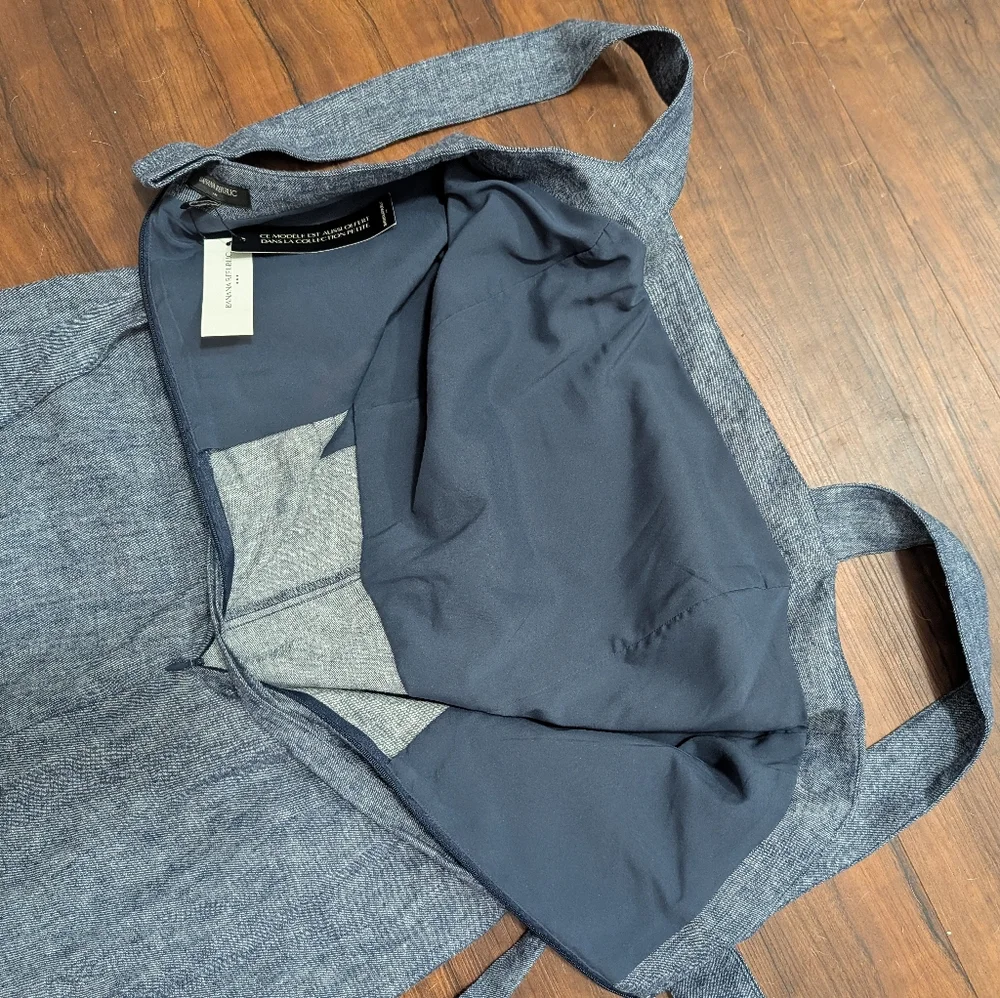 Banana Republic Square Neck Crop Jumpsuit Blue Chambray Linen Blend Sleeveless 6
